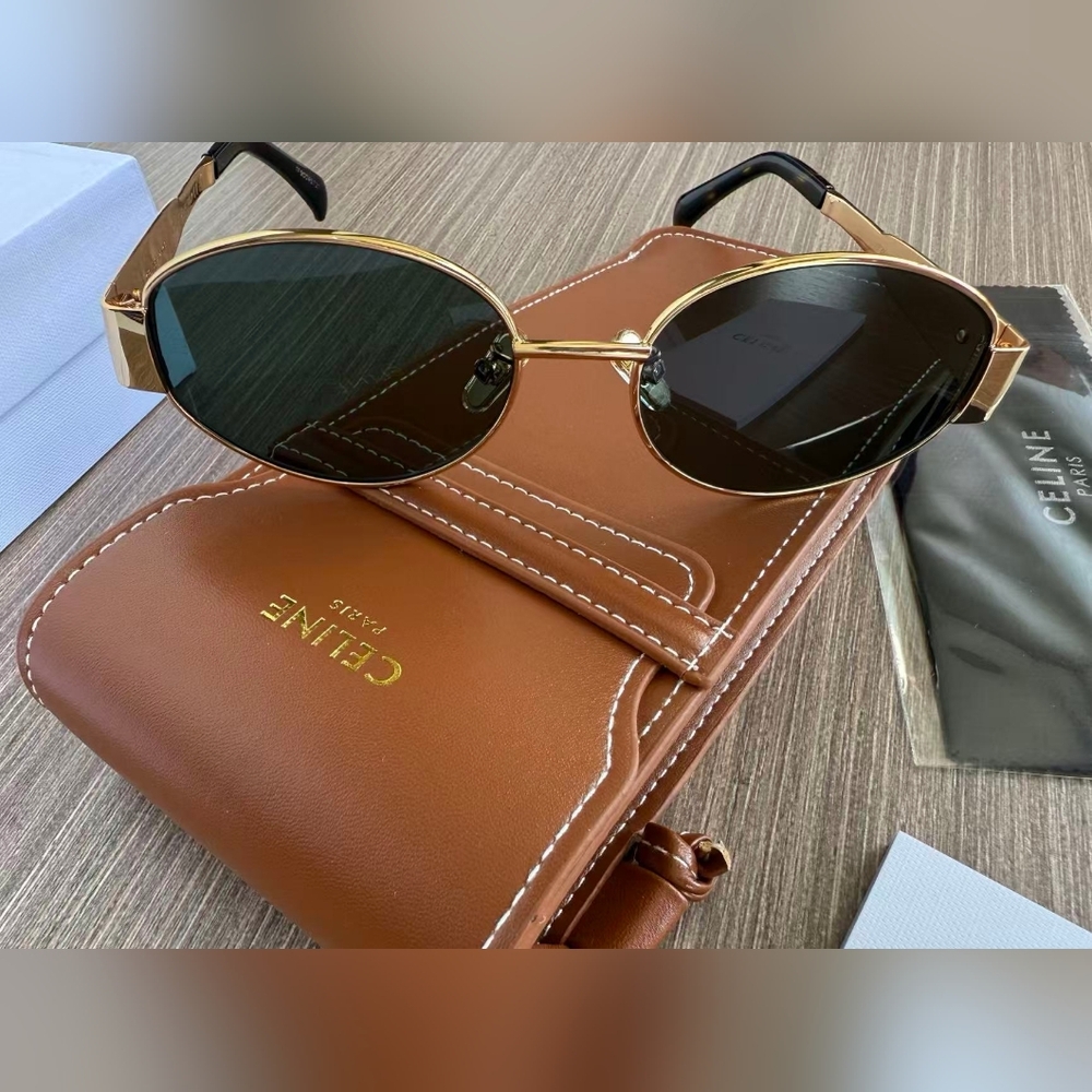 Celine Triomphe Gold Metal Sunglasses - Picture 5 of 13